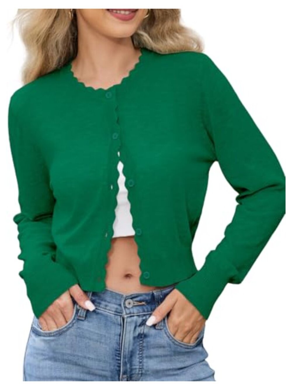 Cropped Cardigan Sweater Long Sleeve Button Down Knit Bolero Shrug